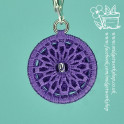Purple Pansy Mandala Dorset Button Earrings and Pendant