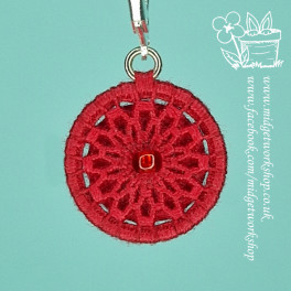 Bright Warm Red Mandala Dorset Button Stitch Markers