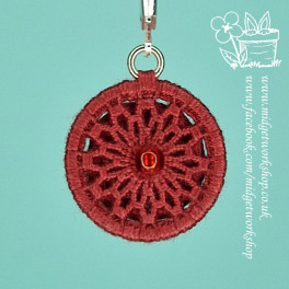 Rich Tomato Red Mandala Dorset Button Stitch Markers