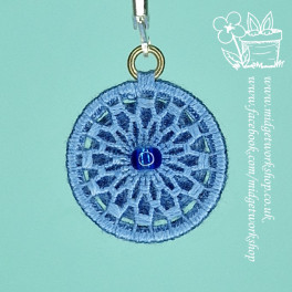 Clear Blue Mandala Dorset Button Earrings and Pendant
