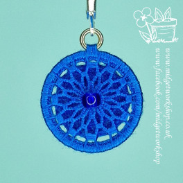 Royal Blue Mandala Dorset Button Earrings and Pendant
