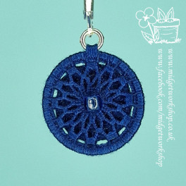 Bright Navy Mandala Dorset Button Earrings and Pendant